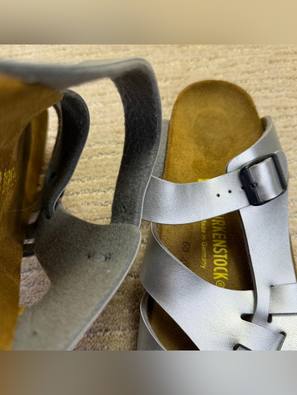Like new Birkenstock Pisa metallic silver strap sandals - Picture 7 of 12